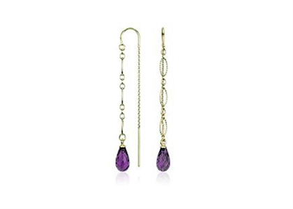 Rhodium Plated Gemstone Threader Earrings